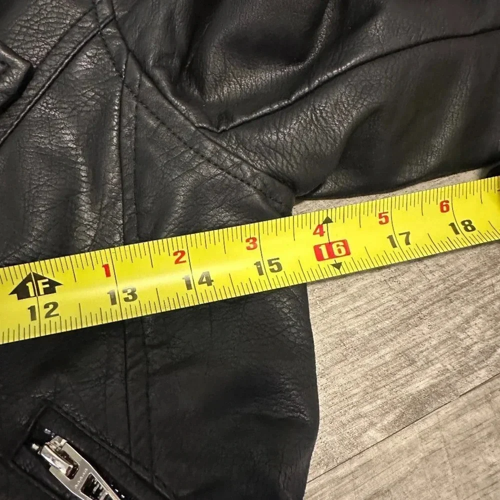 BLANKNYC - Girls Embroidered Floral Faux Leather Moto Jacket in Large
